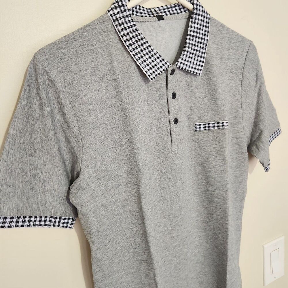 Dingshite Polo Shirt For Men Size Small Gray Color.  New - Picture 2 of 14